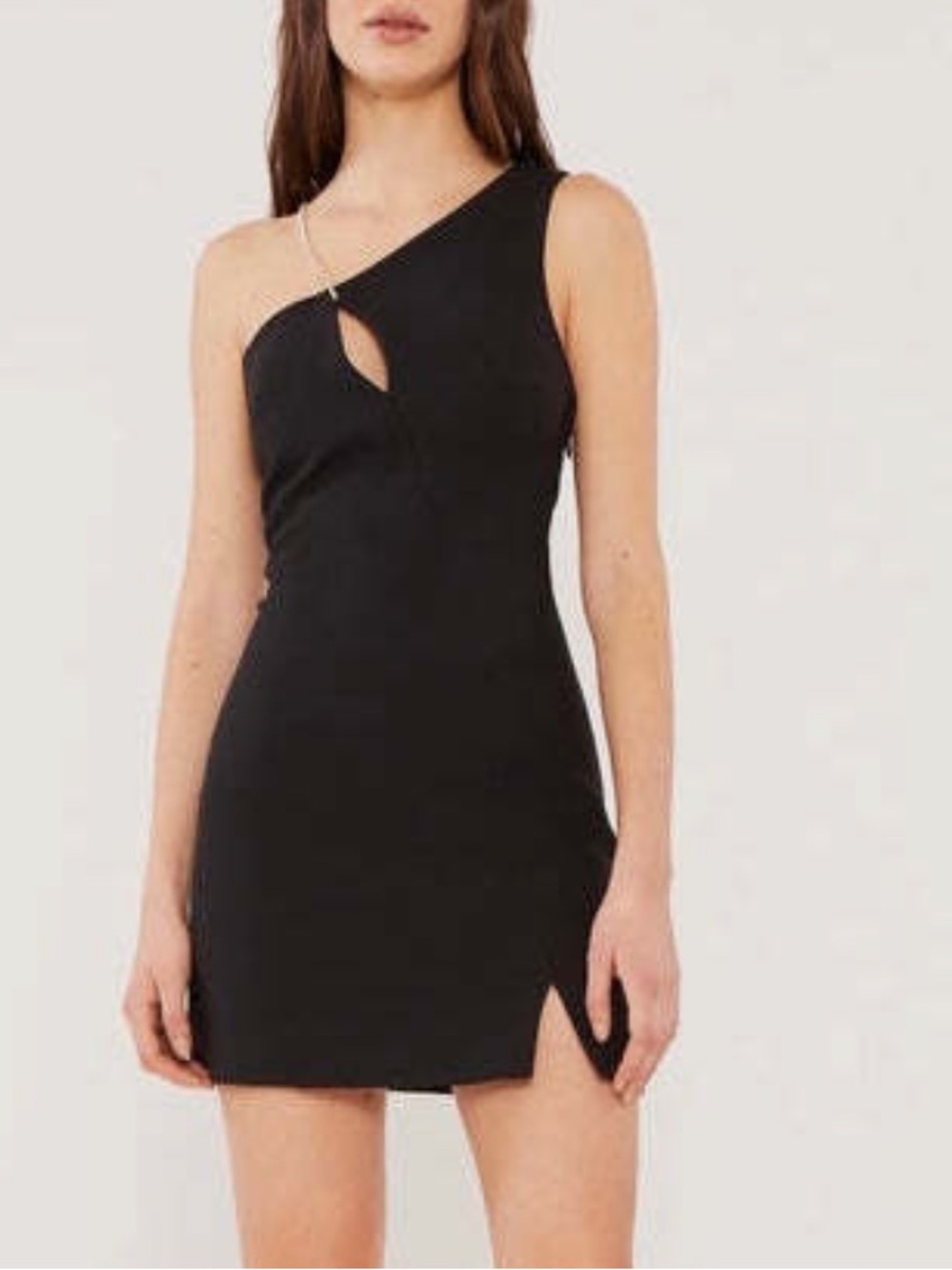 Cinq a Sept Yara Dress Black Mini One Shoulder Crystal Strap Sz 8